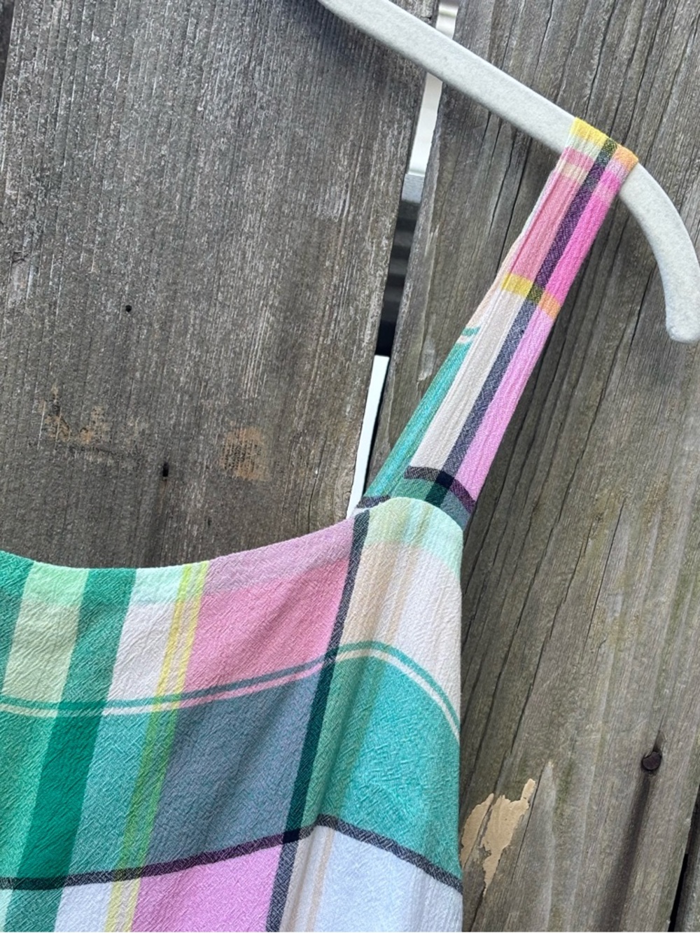 LOFT Pastel Plaid Maxi Dress in Teal, Pink & White - Picture 6 of 9